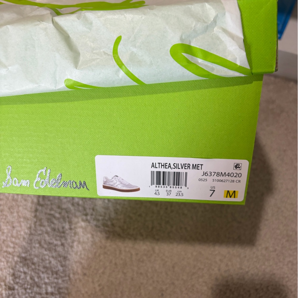 NEWSam Edelman Silver White Lace-Up Sneaker - Picture 3 of 3